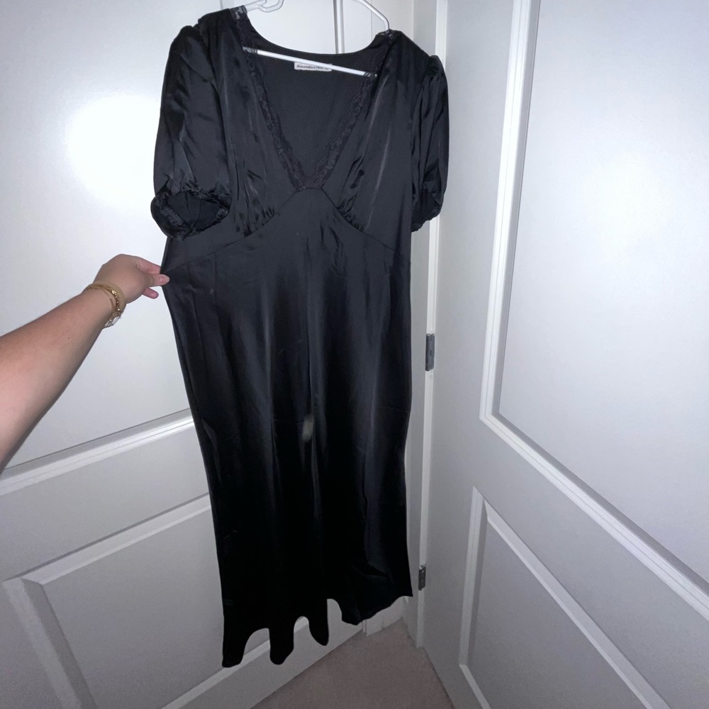 Satin Black midi AF Dress XLT